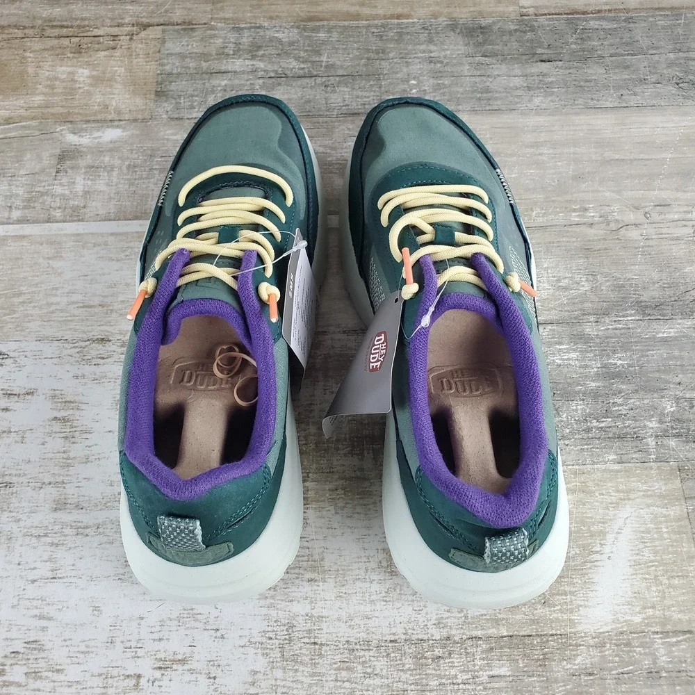Hey Dude Sirocco Alta Hype Trail Mens Shoes Sz 9 Teal Round Toe Slip On Sneakers